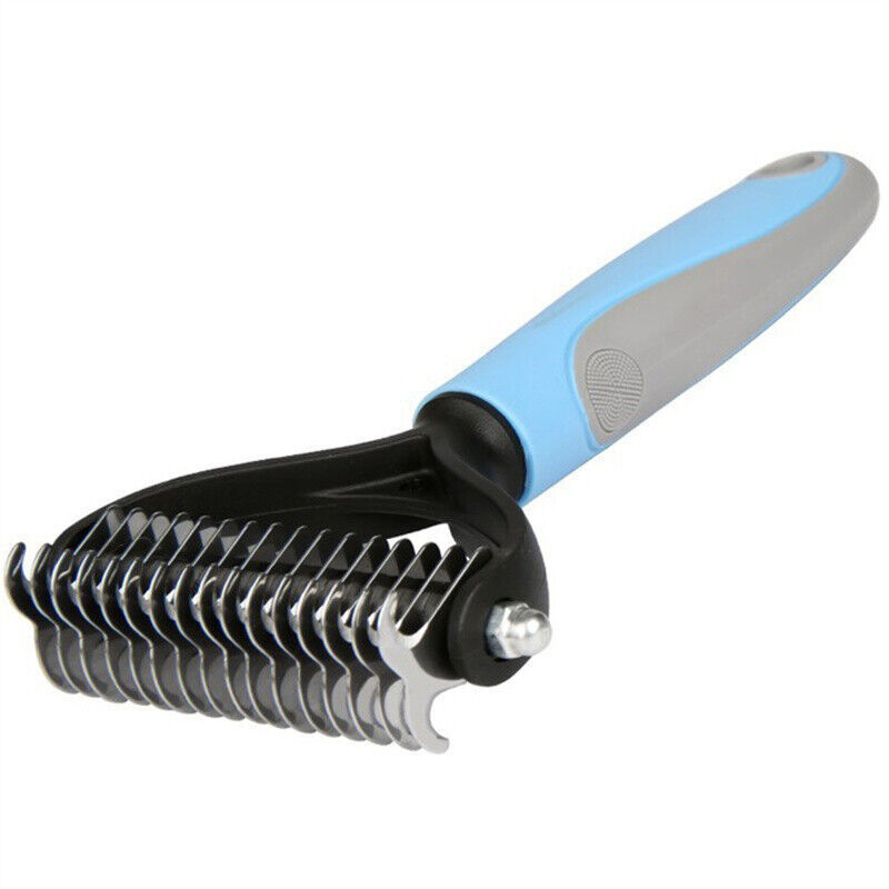 Grooming Brush For Pet Dog Cat Deshedding Tool Rake Comb Fur Remover Reduce 2-Side Dematting Tool For Dogs Cats Pets Grooming Brush Double Sided Shedding And Dematting Undercoat Rake Hair Removal Comb - My Store