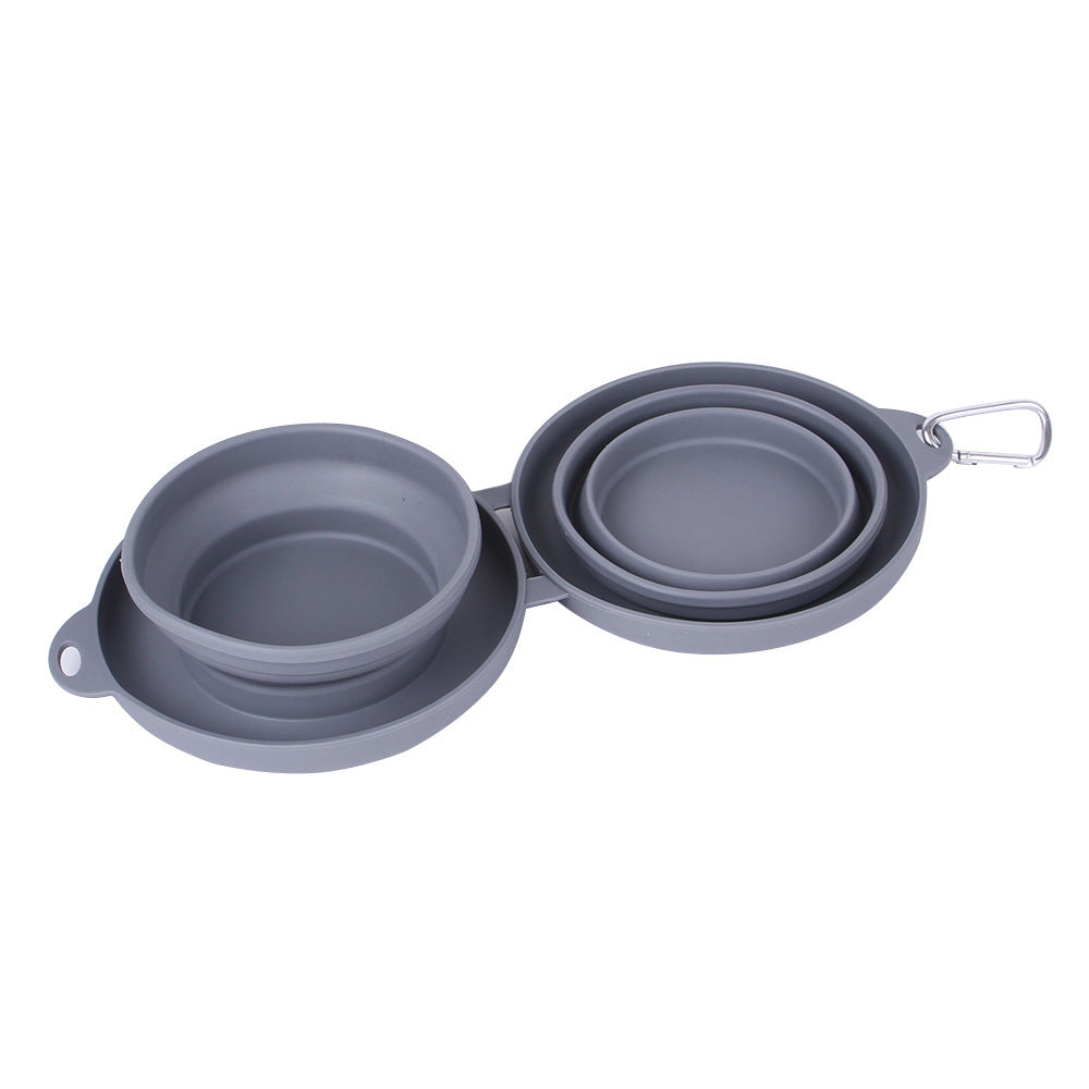 Rubber Foldable Double Bowl Pet Feeding Bowl Pets Supplies Dog Cat Bowls - My Store