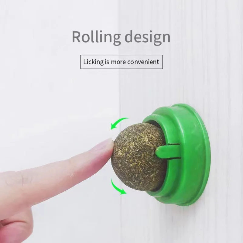 Natural Catnip Cat Wall Stick-on Ball Toy Scratchers Treats Healthy Natural Removes Balls to Promote Digestion Cat Grass Snack - My Store