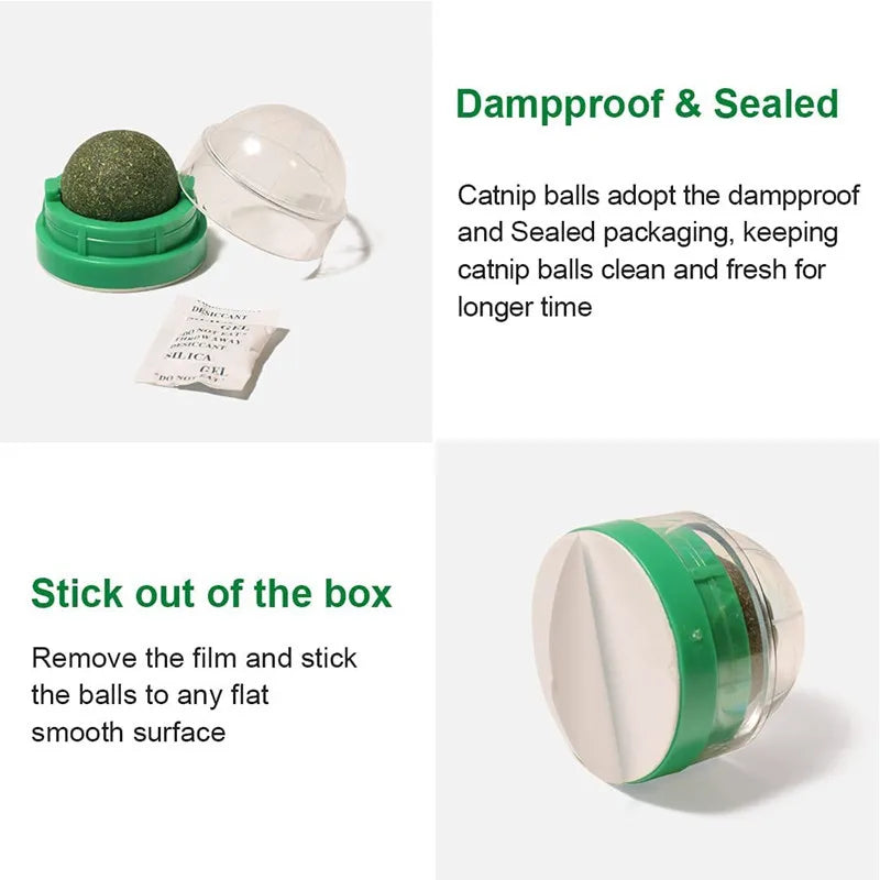 Natural Catnip Cat Wall Stick-on Ball Toy Scratchers Treats Healthy Natural Removes Balls to Promote Digestion Cat Grass Snack - My Store