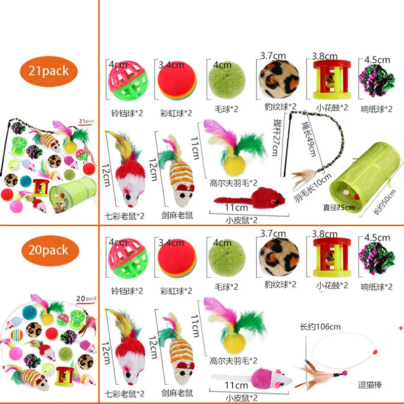 Kitten Toys Variety Pack-Pet Cat Toys Combination Set Cat Toy Funny Cat Stick Sisal Mouse Bell Ball Cat Supplies - My Store
