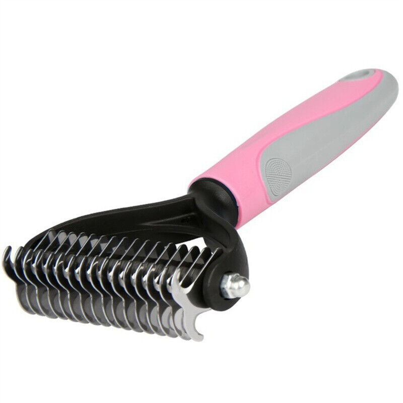 Grooming Brush For Pet Dog Cat Deshedding Tool Rake Comb Fur Remover Reduce 2-Side Dematting Tool For Dogs Cats Pets Grooming Brush Double Sided Shedding And Dematting Undercoat Rake Hair Removal Comb - My Store